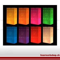 Lichttüten verschiedene Farben(mit Herzen) 10Stück